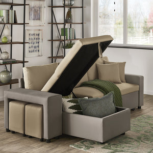 Dual Tone Convertible Sofa Chaise in 3 Color Options