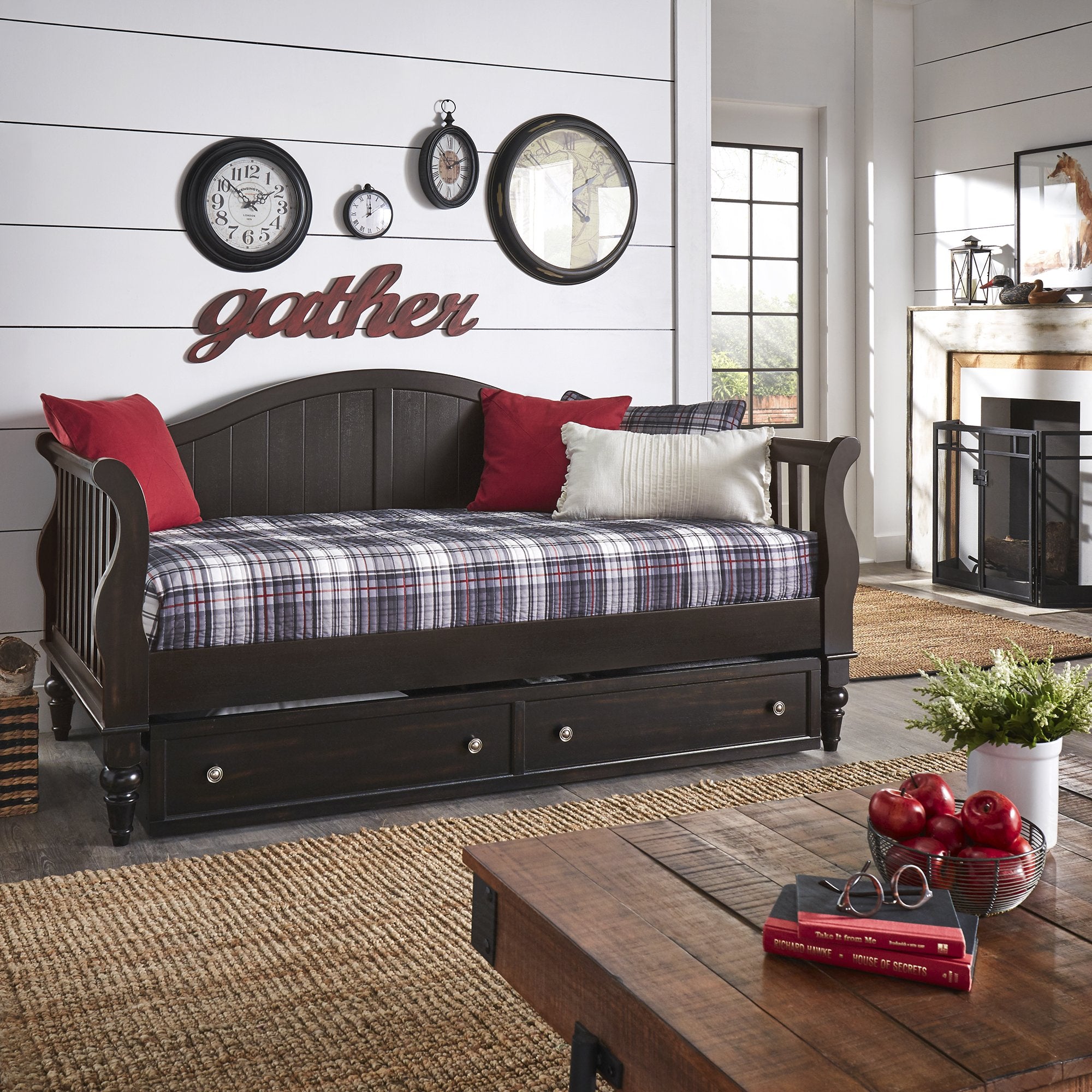 Traditional Slatted Day Bed with Option Trundle in 3 Color Options